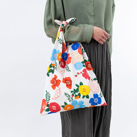 Azuma 手提包 -Spring Camellia- 100% 棉（有機棉）Azuma 包，帶長手柄，可用作環保包 第7張的照片