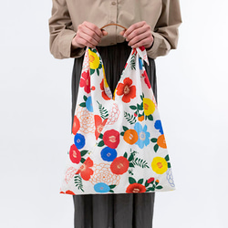 Azuma 手提包 -Spring Camellia- 100% 棉（有機棉）Azuma 包，帶長手柄，可用作環保包 第11張的照片