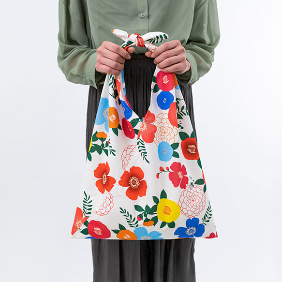 Azuma 手提包 -Spring Camellia- 100% 棉（有機棉）Azuma 包，帶長手柄，可用作環保包 第1張的照片