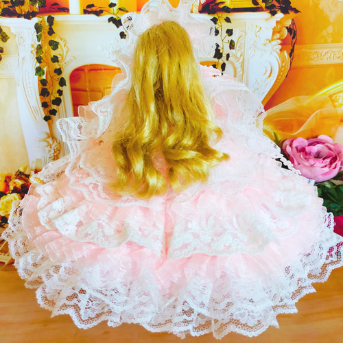 ロマンティックピンクドレス人形ドール➕ドールの服 リカちゃん ドレス ピンク 人形服 ドール服 2wey ♡アリス・ピンク