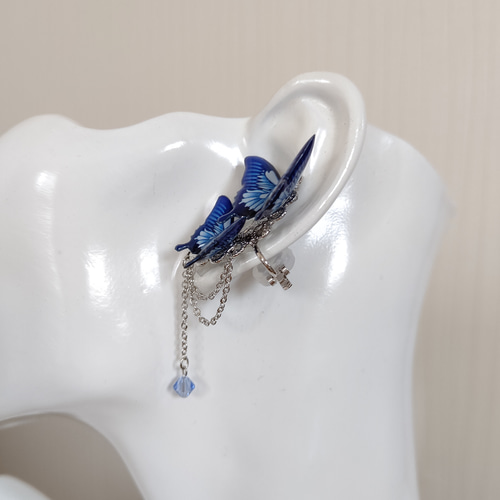 蝶々イヤーカフ(クリップ式イヤリング)♪】オオルリアゲハ(新色