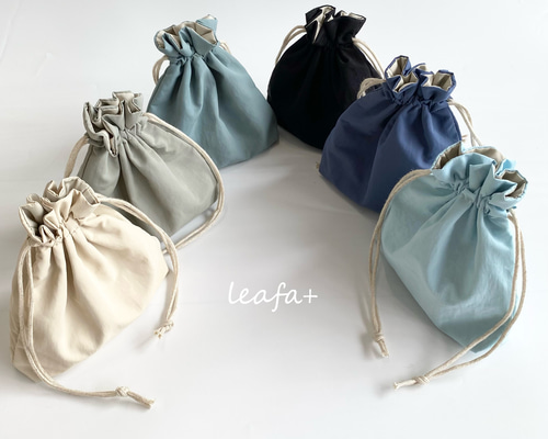ミニ巾着 撥水素材 選べるカラーとサイズ 巾着袋 leafa+ 通販
