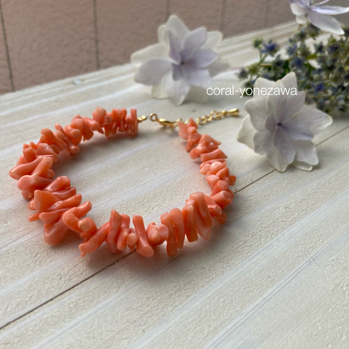 ピンク珊瑚のヤタラブレスレット.ピンクグラデーションビビットな
