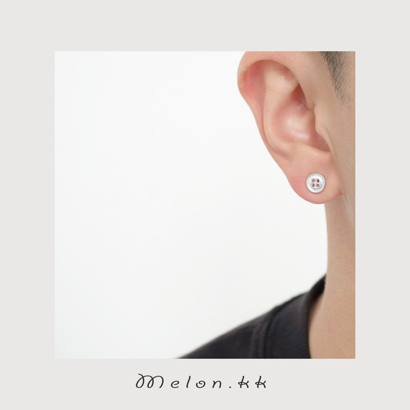 男士單耳紐扣耳環 SV925 小情侶酷感肌膚 Julie 防過敏 - Melonkk 第5張的照片