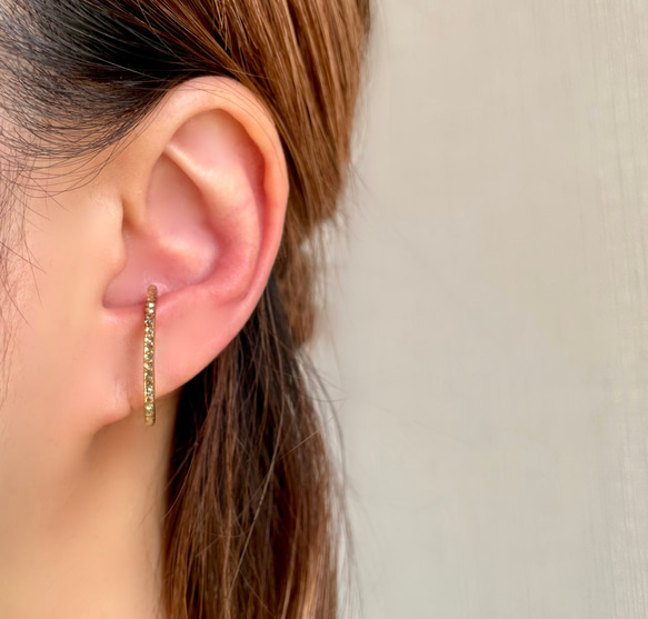 【k14gf】ラインストーンEarCuff  *シャンパンゴールド* -Size L - 1枚目の画像