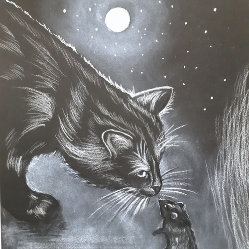 色鉛筆画 ネズミと囁き 絵画 makochin 通販 14096069｜Creema