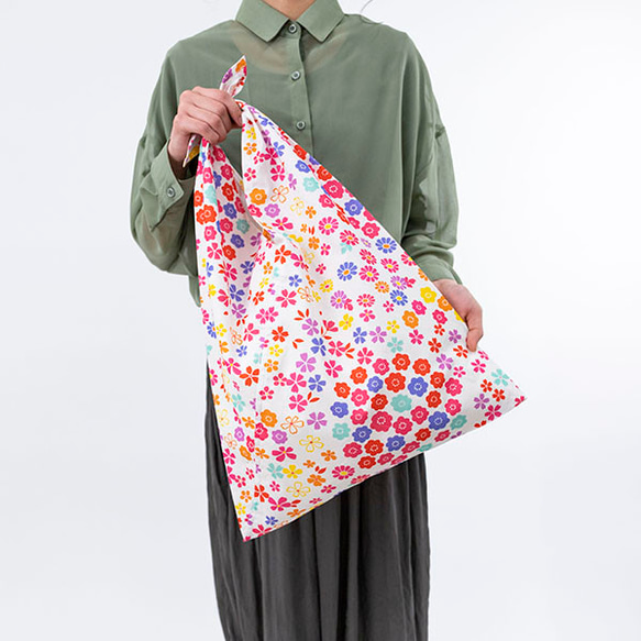 Azuma 手提包 - 小花 - 100% 棉（有機棉）Azuma 包，帶長手柄，可用作環保包 第6張的照片