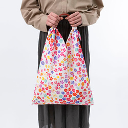 Azuma 手提包 - 小花 - 100% 棉（有機棉）Azuma 包，帶長手柄，可用作環保包 第10張的照片