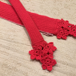 ミックス色/手編みのベッドカバー/お花モチーフのベッドカバー