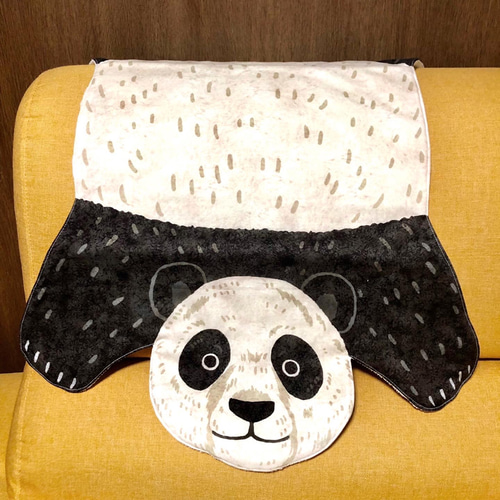 CAUN アニマル ラグ マット ブランケット ゴブラン ジャイアント パンダ PANDA/DARK BROWN GOLDEN LION 2PLY BLANKET (SOLID CASE PACK 5 BLANKETS