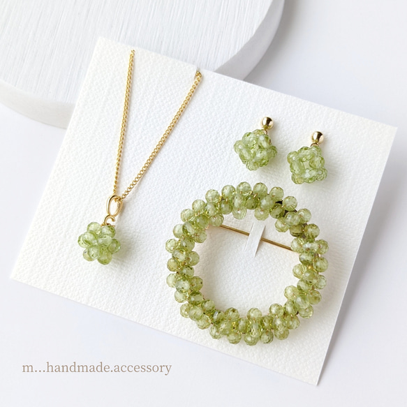 豪華3点セット＊ 8月誕生石 宝石質 ペリドット の1粒ピアス  