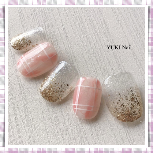 夏のチェック柄ネイル ネイルチップ（つけ爪） yuki-nail 通販