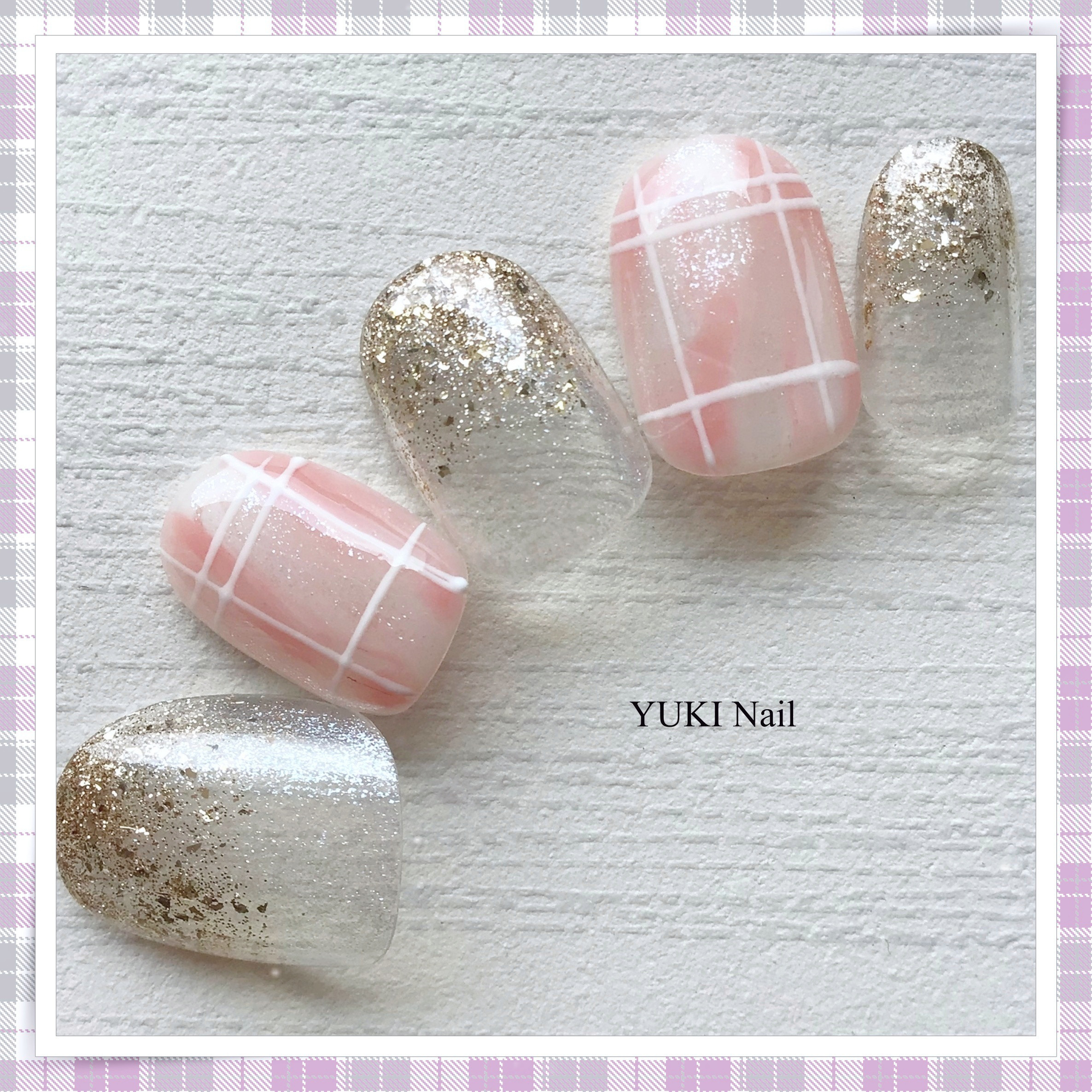 夏のチェック柄ネイル ネイルチップ（つけ爪） yuki-nail 通販