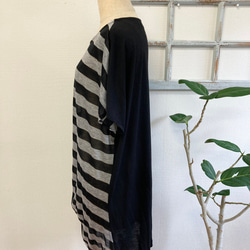 Sale price★我真的很喜歡borders❤️Border pattern drape T-shirt tunic bla 第9張的照片