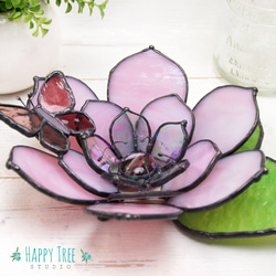 ステンドグラス 立体お花と蝶の壁飾り 置物 ピンク 大人可愛い ギフトにも 4枚目の画像
