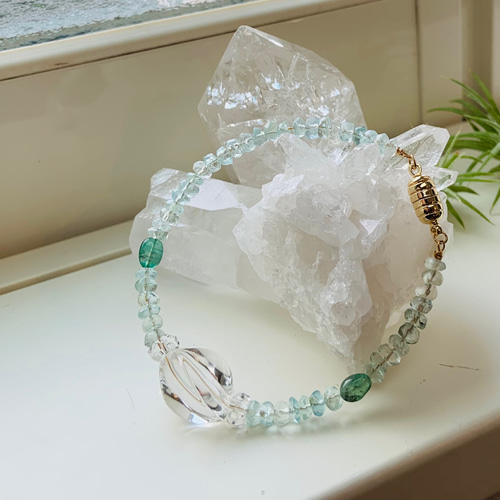 天然石 ブレスレット アクアマリン エメラルド 水晶 天然石 atelier N  