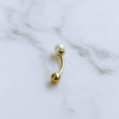 14K ゴールド 淡水パール ヘリックス アイブロウ イヤーロブ ロック