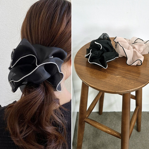気品のあるビッグ シースルーシュシュ レディース ヘアアクセサリー