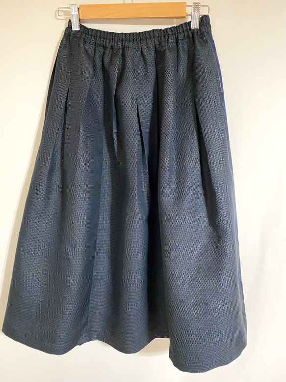 大島紬　3柄　紺色系パッチワーク　スカート　花柄　着物リメイク　ミモレ~ロング丈　154 10枚目の画像