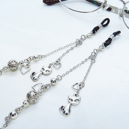 ♪289❤️ ねこガラスビーズマスクチェーンマスクハンドメイド