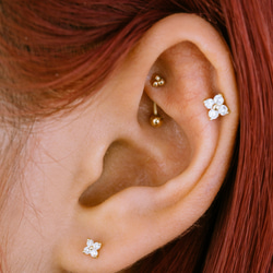 14K金 ゴールド 三角形  ヘリックス アイブロウ イヤーロブ ロック ダイス バナナバーベル そピアス イヤリング 9枚目の画像