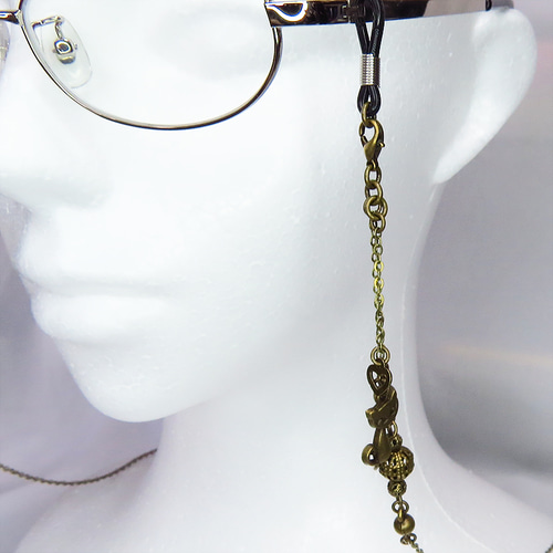 ♪ 643❤️ アンティークビーズマスクチェーンメガネチェーンハンドメイド