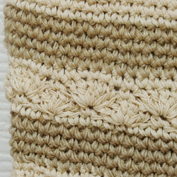 生成り綿麻手編みミニトートバッグ　松編み　 5枚目の画像