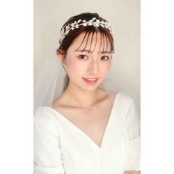 RE54  ウェディング ヘッドドレス　カチューシャ ブライダル ヘアアクセサリー 結婚式 前撮り 卒業式 7枚目の画像