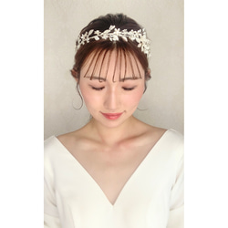 RE54  ウェディング ヘッドドレス　カチューシャ ブライダル ヘアアクセサリー 結婚式 前撮り 卒業式 4枚目の画像