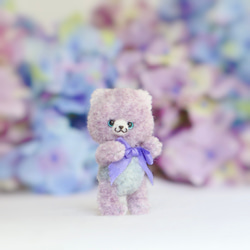 Proomy 紫陽花色の赤ちゃんクマさん パープル ミニチュア テディベア 1枚目の画像