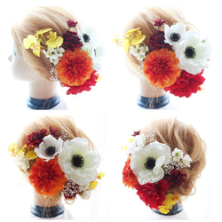 1点限定】2点set♡レッドパームフラワーブーケ×ブートニア2点set