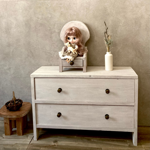 ドール椅子 小物入れ アンティーク風 ドールベンチ 木製 卓上 引き出し