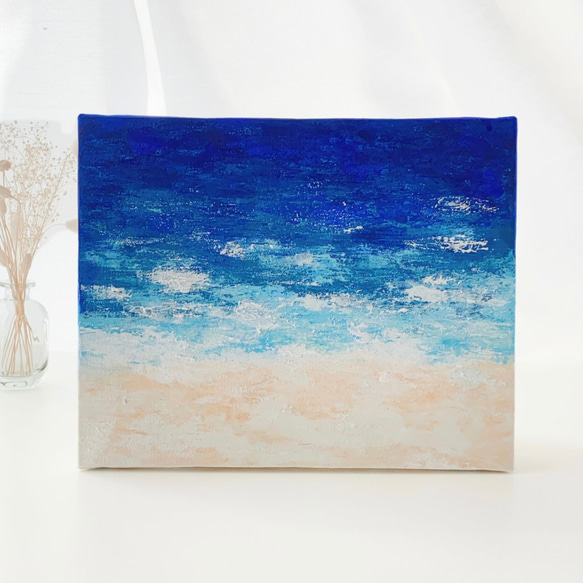 原画】海 約272×217×20mm（F3サイズ）キャンバス 送料無料 絵画