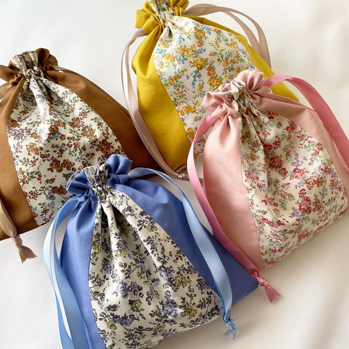 巾着リバティプリント