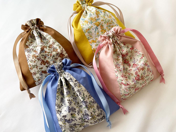 ❇︎ちょこっと巾着❇︎『リバティプリント』使用(moon moth) 巾着袋