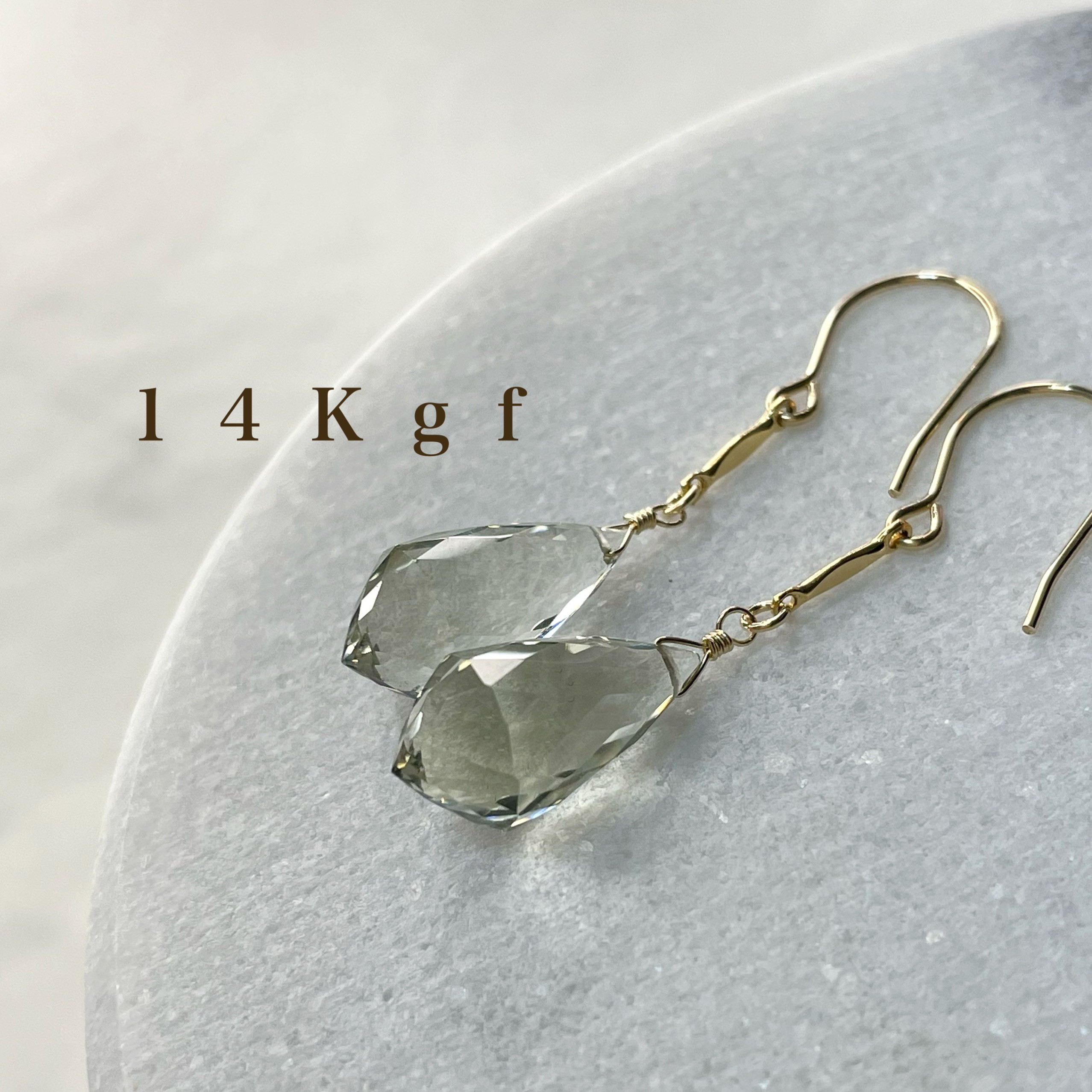 14kgf グリーンアメジストのピアスwithアメジスト | iichi 日々