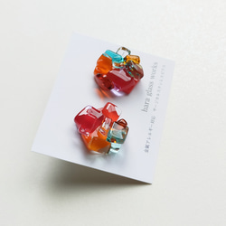 ガラスのロックピアスa　オレンジ&レッド&マリンブルー&ラベンダー　アレルギー対応ピアス 9枚目の画像