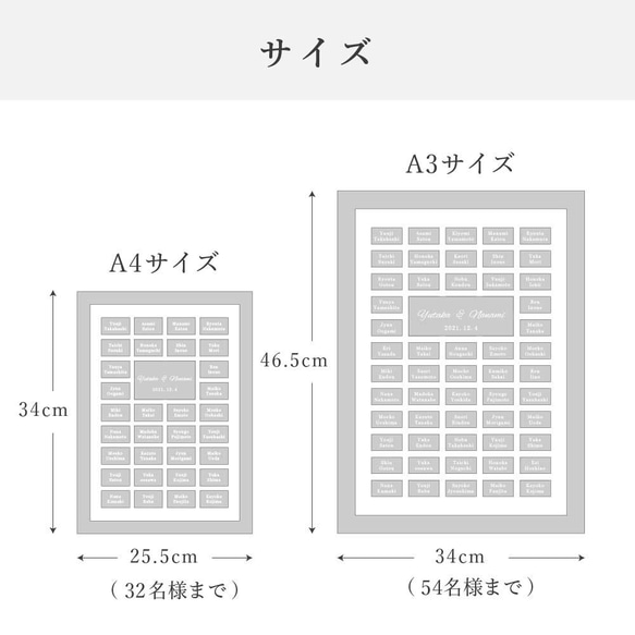 【結婚証明書 ゲスト参加型 ゴールドフレーム ウッドピース A4,A3サイズ】送料無料 ウェディング 結婚式 5枚目の画像