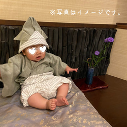 かぶれる兜　【グリーン×リネン】 2枚目の画像