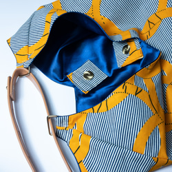African print × Real leather Folding bag  yellow/st 2枚目の画像