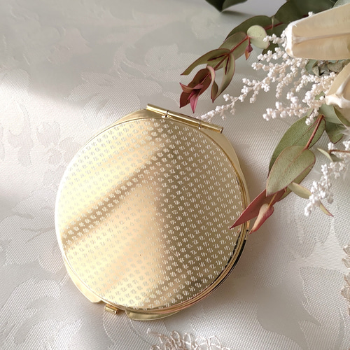 コンパクトミラー 四角 手鏡 ゴールド ブルー 青 水色 本物の