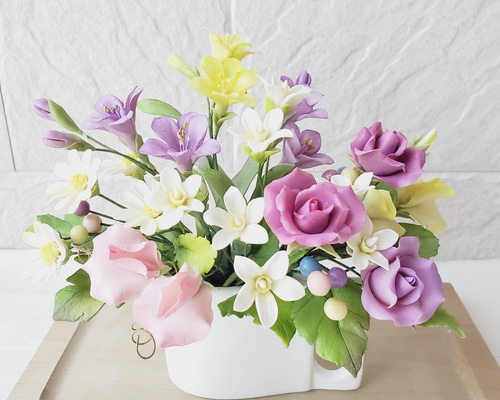 沢山摘めたよ# お花の寄せ植え クレイフラワー アートフラワー