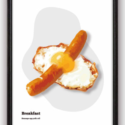 たのしい朝食　ポスター　A4 　アート　seiで検索　結婚祝い　新築祝い　誕生日　たまご　おもしろい   ｃ-183 1枚目の画像