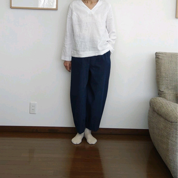 岡山デニムのコクーンパンツ　ネイビー 3枚目の画像