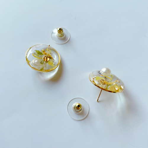 受注製作】本物のお花のママとお揃いヘアゴム ピアスorイヤリング 