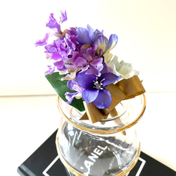 【ブートニア付き】ラナンキュラスの華やかブーケ　ブルーブーケ　造花ブーケ　アーティフィシャル　ナチュラルウェディング　 5枚目の画像