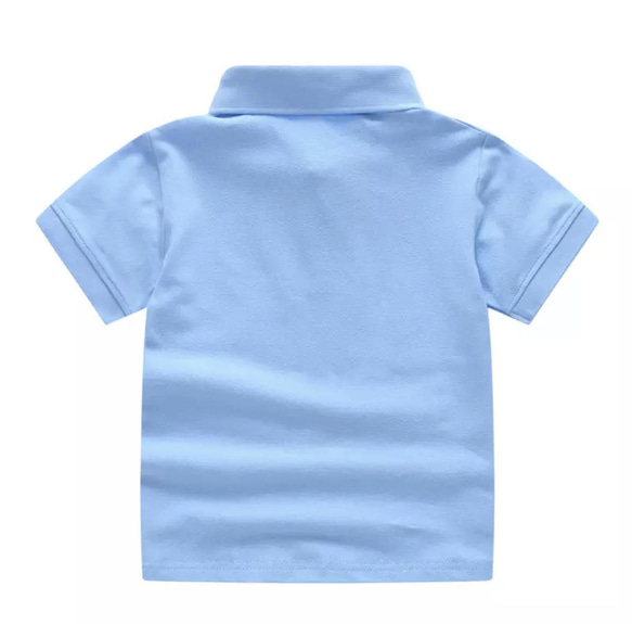 名入れします♡サッカー柄♡刺繍入りポロシャツ♡キッズ90サイズ♡パーソナライズ♡ブルー　青 19枚目の画像