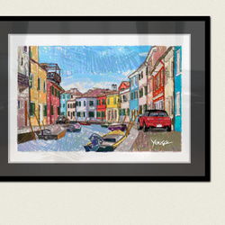 BMW MINI ミニクーパー アート絵画 ポスター ブラーノ島 A4サイズ 額