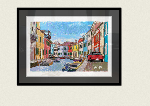 BMW MINI ミニクーパー アート絵画 ポスター ブラーノ島 A4サイズ 額