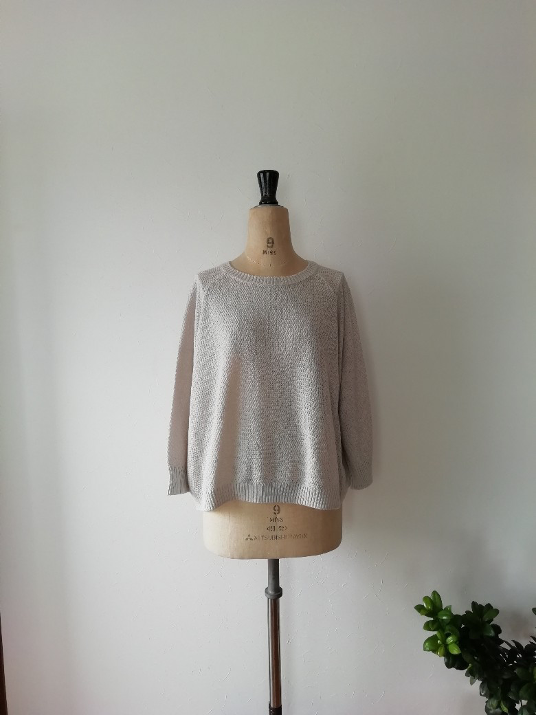 【再再再…販♡】オーガニックコットン100％鹿の子ニットポンチョプルオーバー　ペールグレー